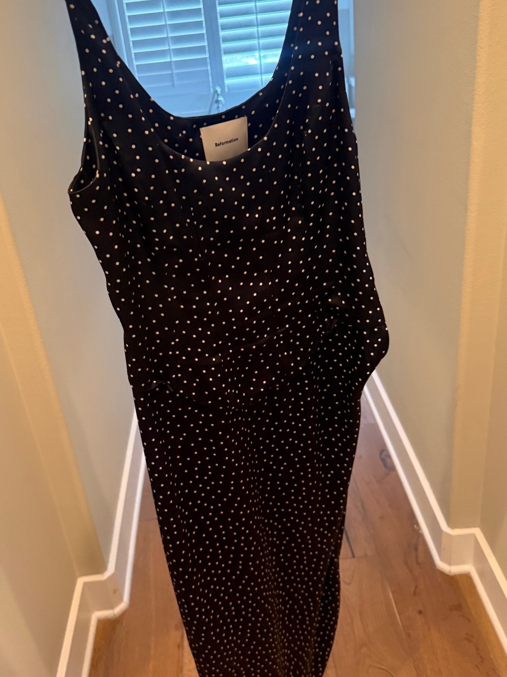 Reformation Black Polka Dot Tank Midi Dress - Picture 3 of 4